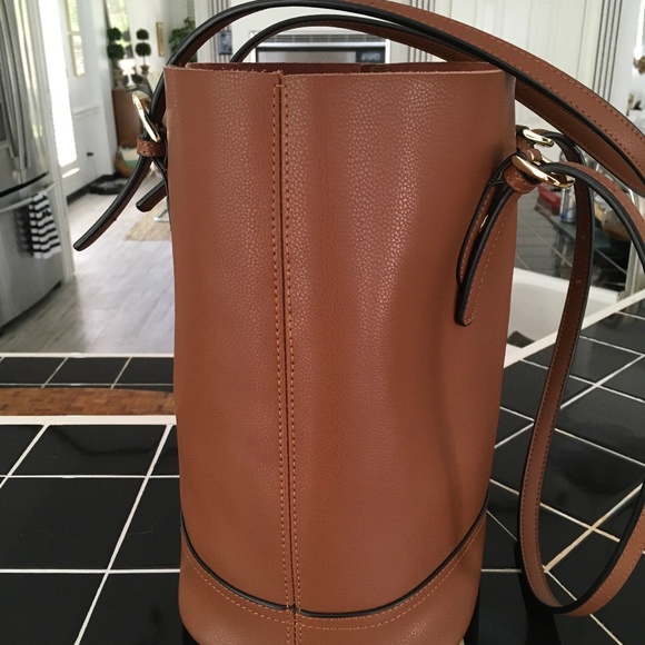 Tulle Adjustable Strap Tote Bag in tan brown color - Picture 1 of 3
